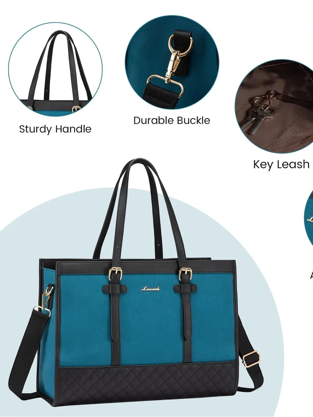 LOVEVOOK Laptop Bag 15.6 inch Canvas Laptop Tote Bag Large Capacity Work Bag